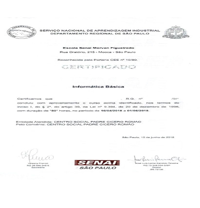 Certificado Senai